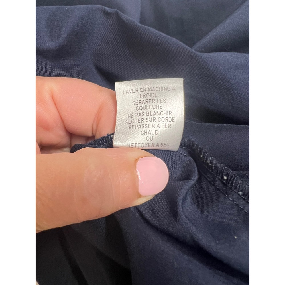 Diane von Furstenberg Navy Blue Utility Wrap Top Peplum Short Sleeve Blouse Sz 8 - Picture 7 of 7